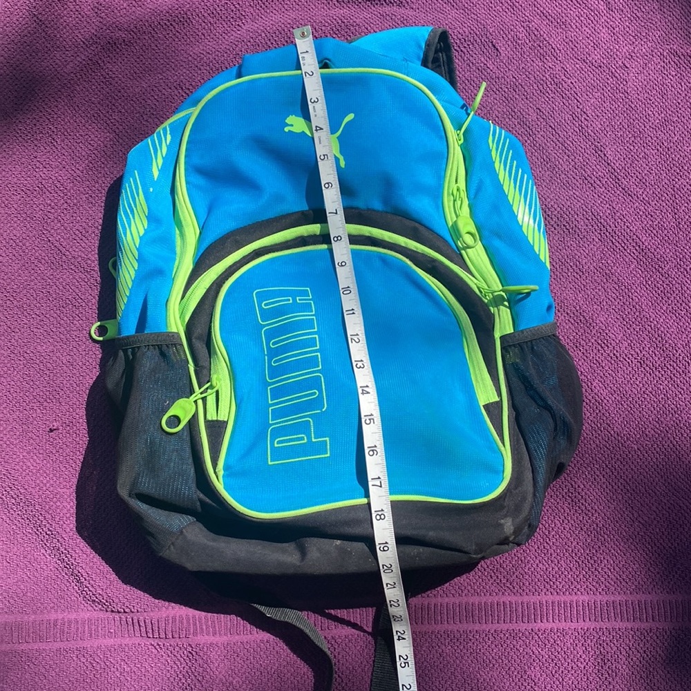 Puma Blue and Green Backpack GUC - Picture 2 of 9